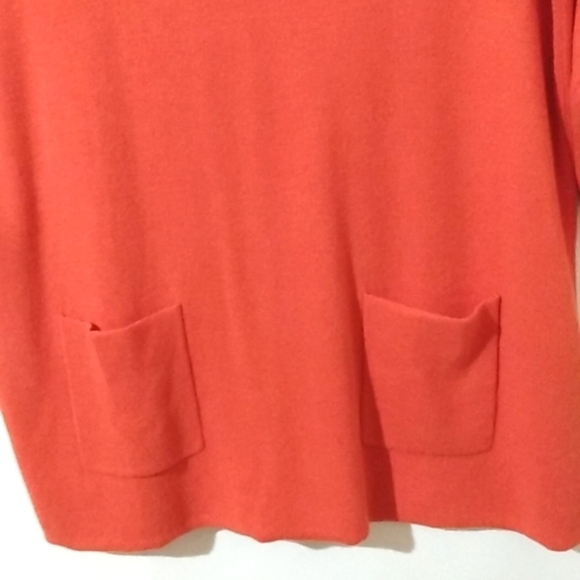 LILLA P SCOOP-NECK ORANGE 3/4 SLEEVE PULLOVER SWEATER SIZE LARGE EUC - Picture 4 of 6